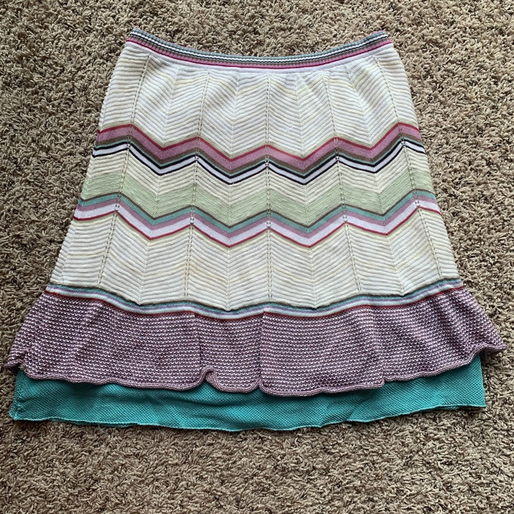 Missoni Knit Skirt Ruffled Fully Lined Two Layers In Pastel  Italy SZ 42 US SZ 6